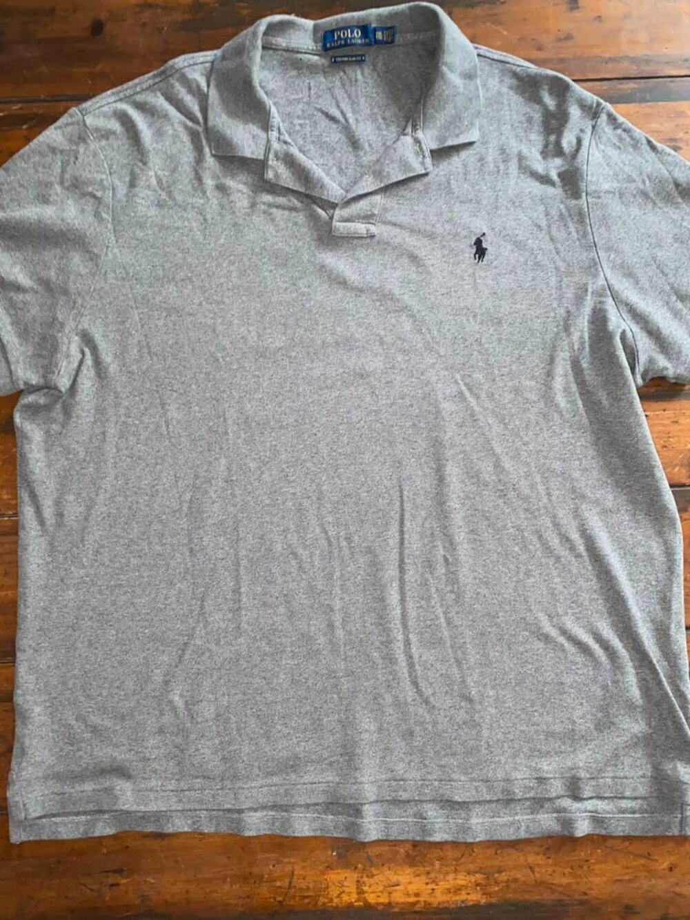 RALPH LAUREN Men’s Custom Slim Fit Gray Polo Shirt, Size XXL (flaws pictured)